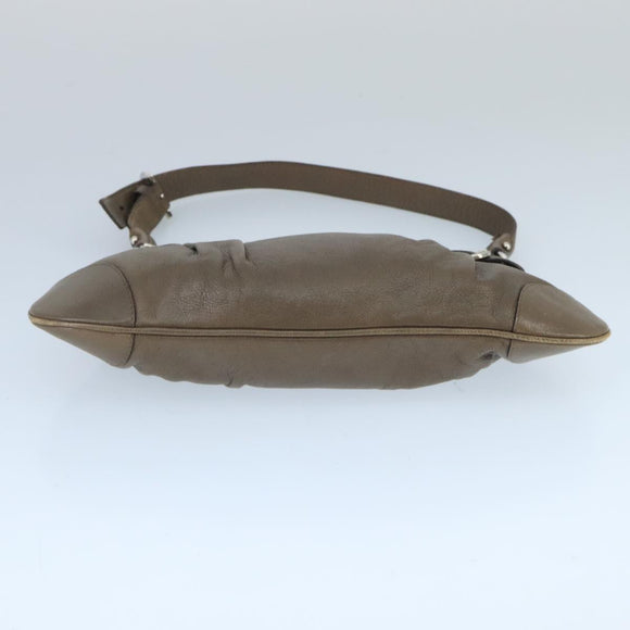 Salvatore Ferragamo Gancini Shoulder Bag Leather Brown Silver Auth bs19987