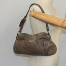 Salvatore Ferragamo Gancini Shoulder Bag Leather Brown Silver Auth bs19987-21