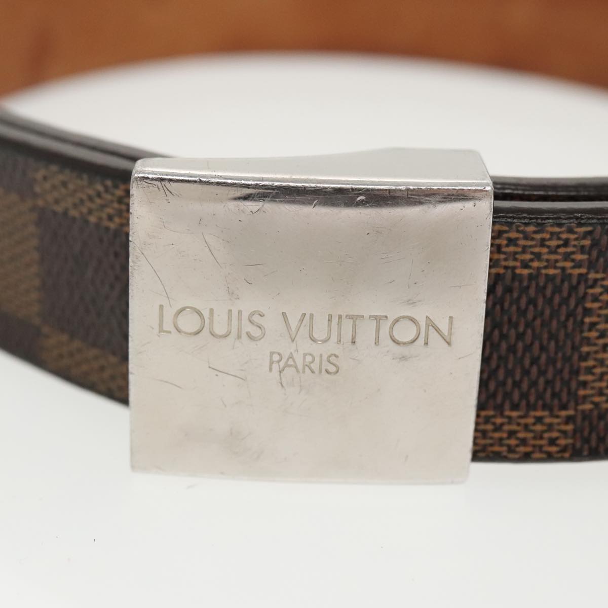 LOUIS VUITTON Damier Ebene Ceinture Carre Belt 40.2"" M6802V LV Auth bs19994