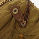 PRADA Chain Hand Bag Nylon Beige Gold Auth bs19999-17