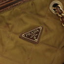PRADA Chain Hand Bag Nylon Beige Gold Auth bs19999-18