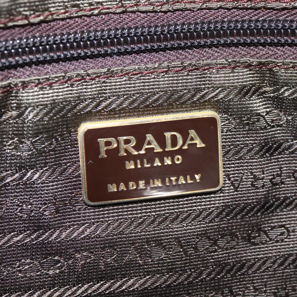 PRADA Chain Hand Bag Nylon Beige Gold Auth bs19999