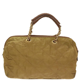 PRADA Chain Hand Bag Nylon Beige Gold Auth bs19999 - 0