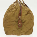 PRADA Chain Hand Bag Nylon Beige Gold Auth bs19999-4