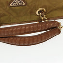 PRADA Chain Hand Bag Nylon Beige Gold Auth bs19999-7