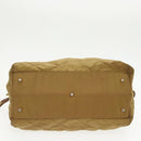 PRADA Chain Hand Bag Nylon Beige Gold Auth bs19999-5