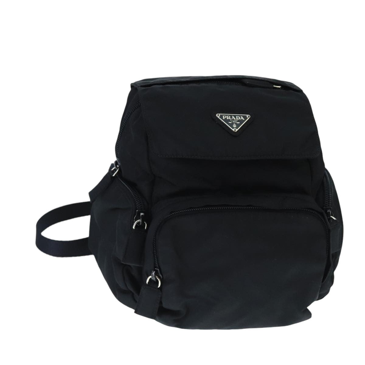 PRADA Backpack Nylon Black Silver Auth bs20007