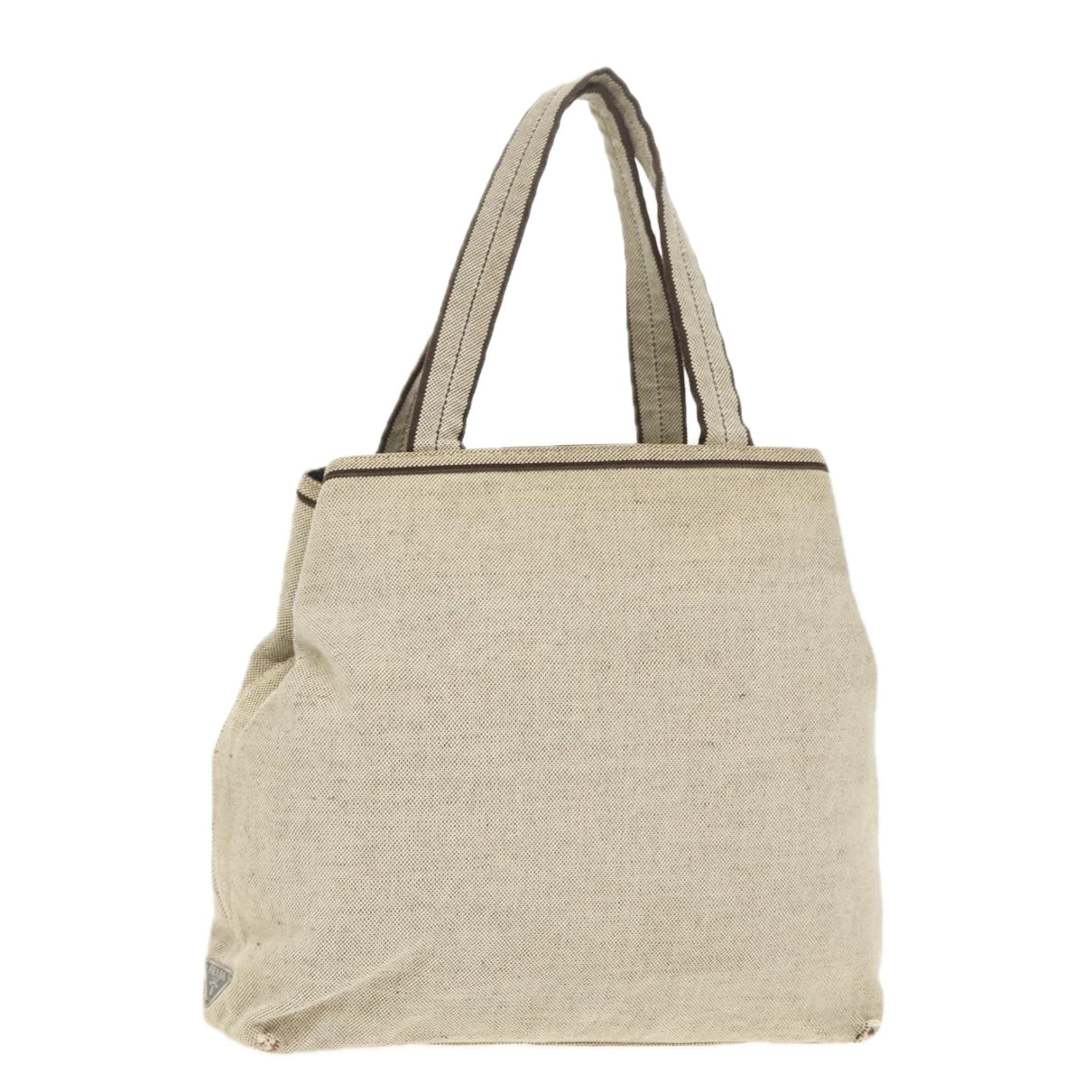 PRADA Tote Bag Canvas Beige Auth bs20008