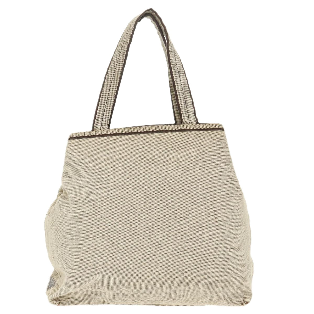 PRADA Tote Bag Canvas Beige Auth bs20008