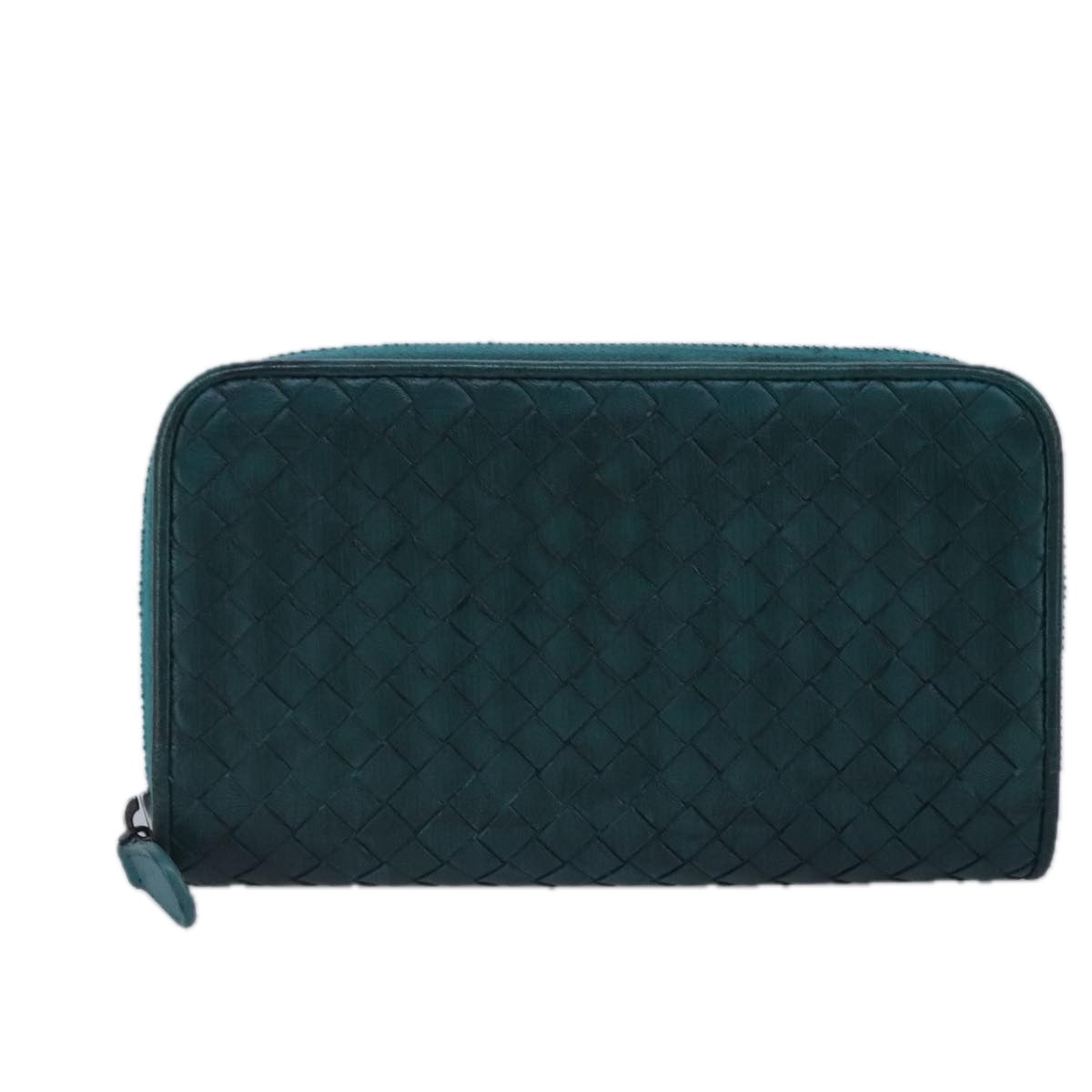 BOTTEGA VENETA INTRECCIATO Long Wallet Leather Blue Auth bs20009