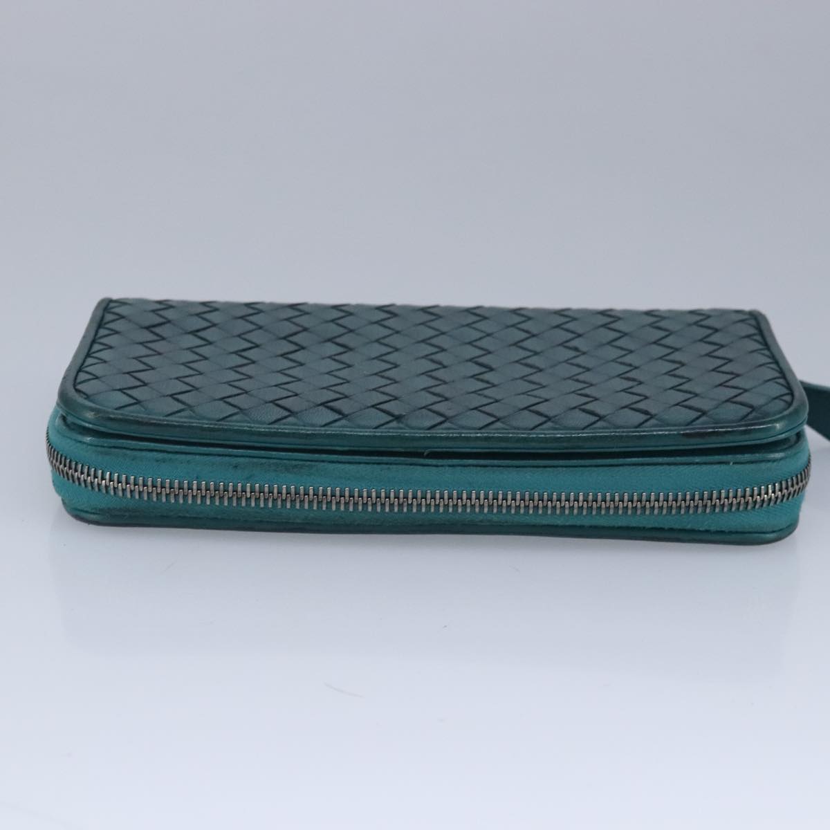 BOTTEGA VENETA INTRECCIATO Long Wallet Leather Blue Auth bs20009