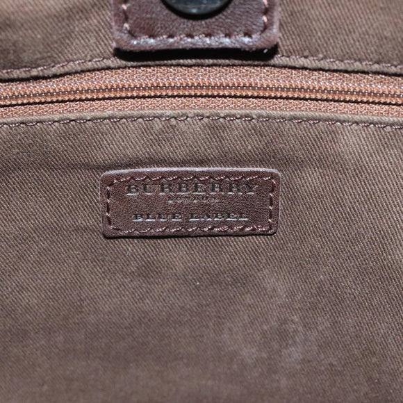 BURBERRY Blue Label Shoulder Bag Suede Brown Silver Auth bs20013