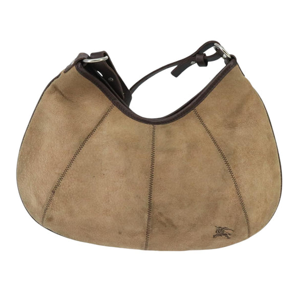 BURBERRY Blue Label Shoulder Bag Suede Brown Silver Auth bs20013