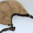 BURBERRY Blue Label Shoulder Bag Suede Brown Silver Auth bs20013-6