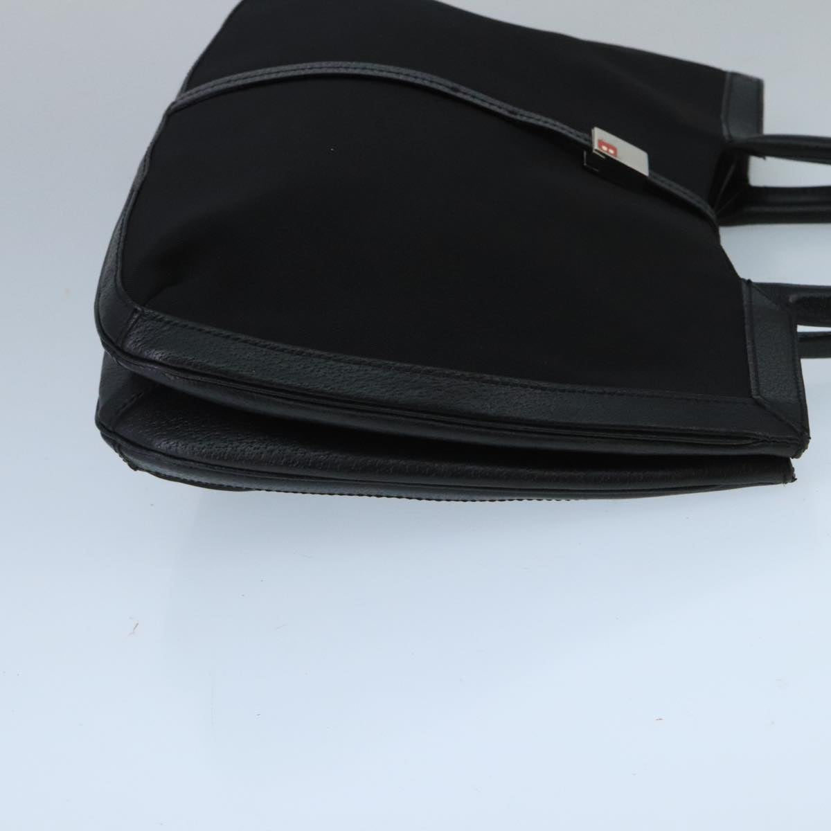 BALLY Hand Bag Canvas Black Silver Auth bs20019