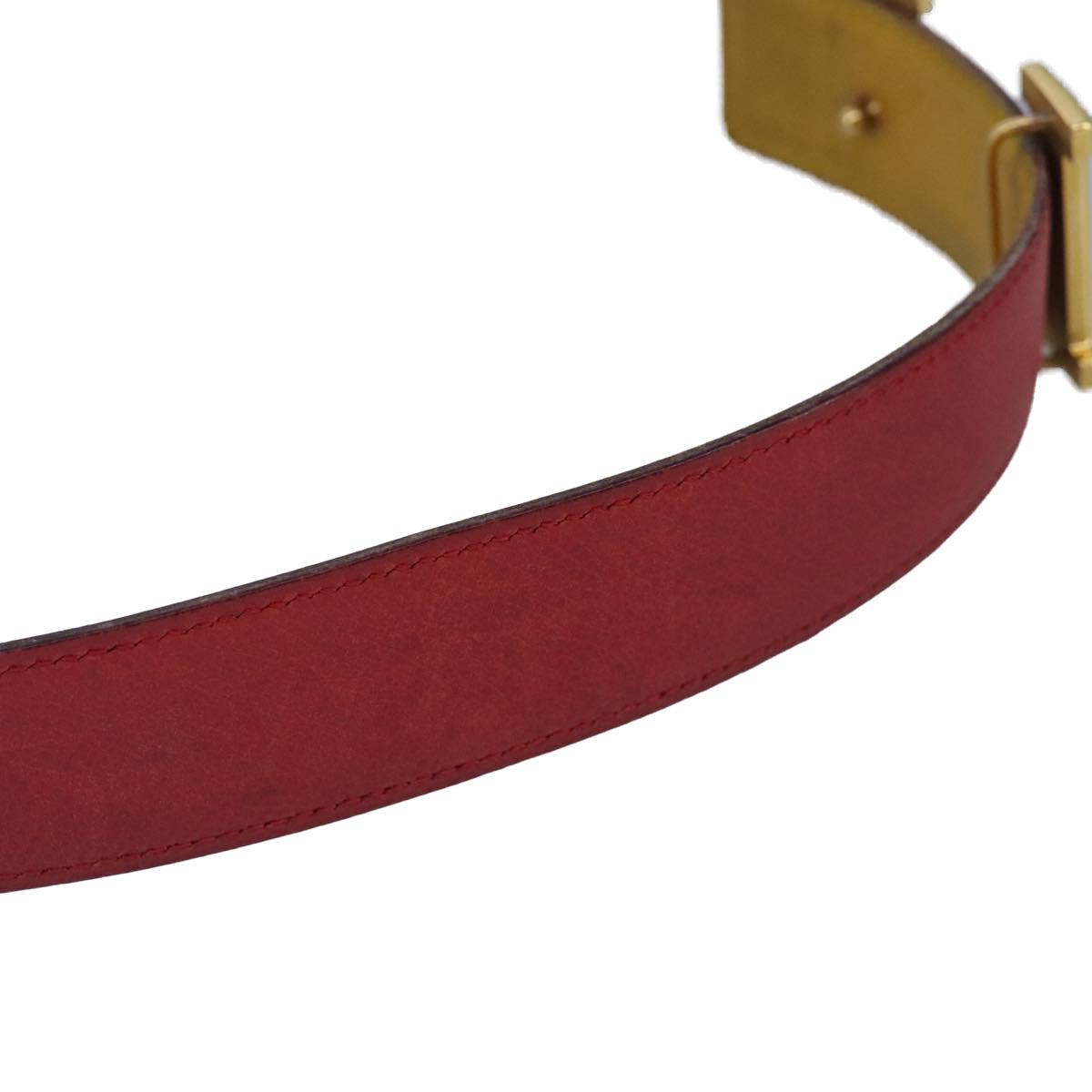 HERMES Constance Belt Leather 27.6"" Red Yellow Auth bs20022