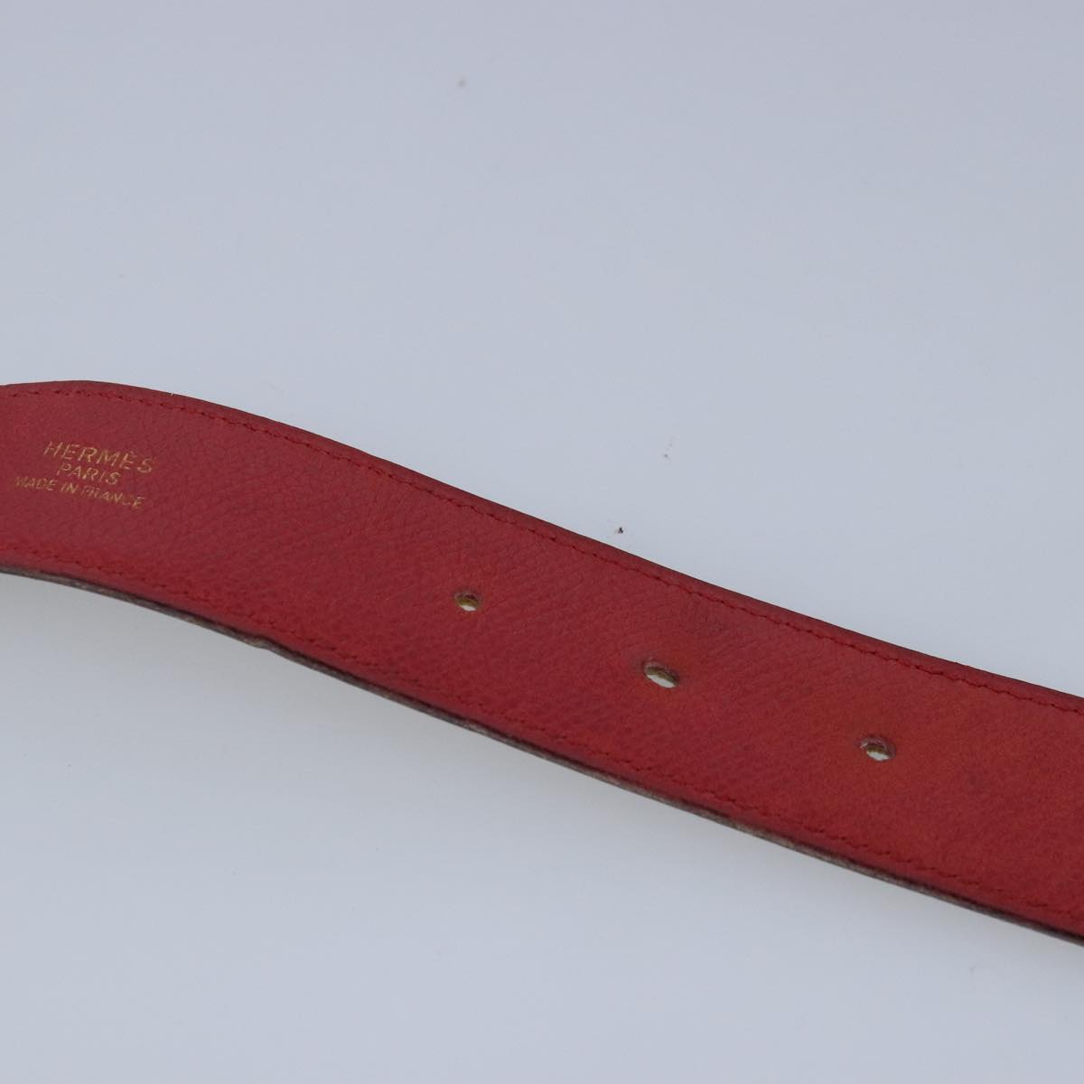 HERMES Constance Belt Leather 27.6"" Red Yellow Auth bs20022