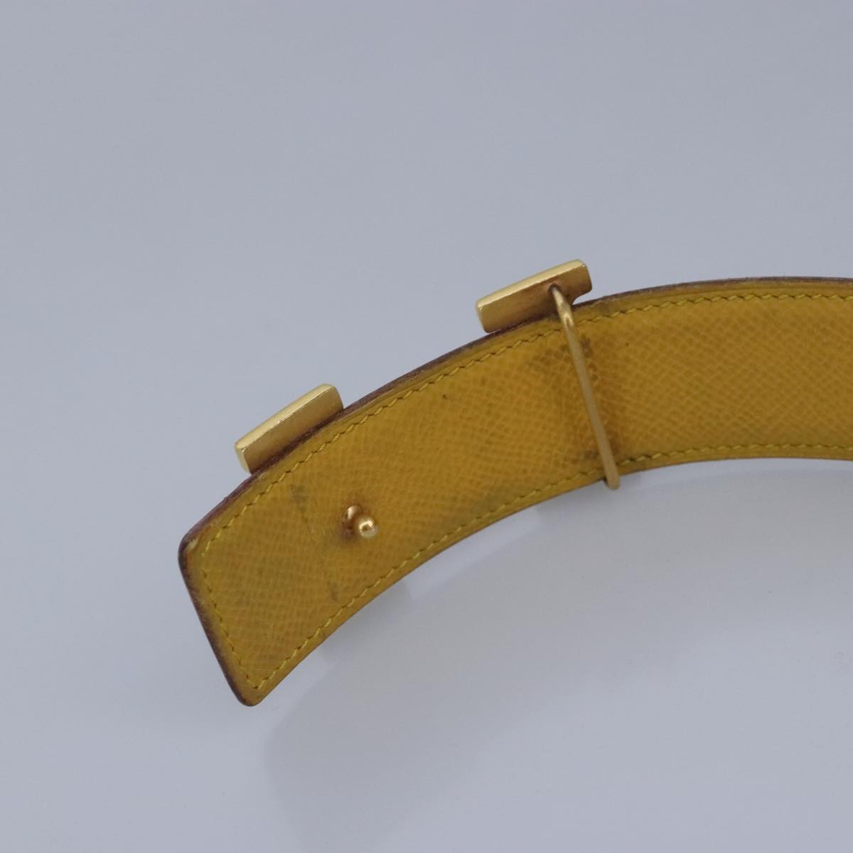 HERMES Constance Belt Leather 27.6"" Red Yellow Auth bs20022