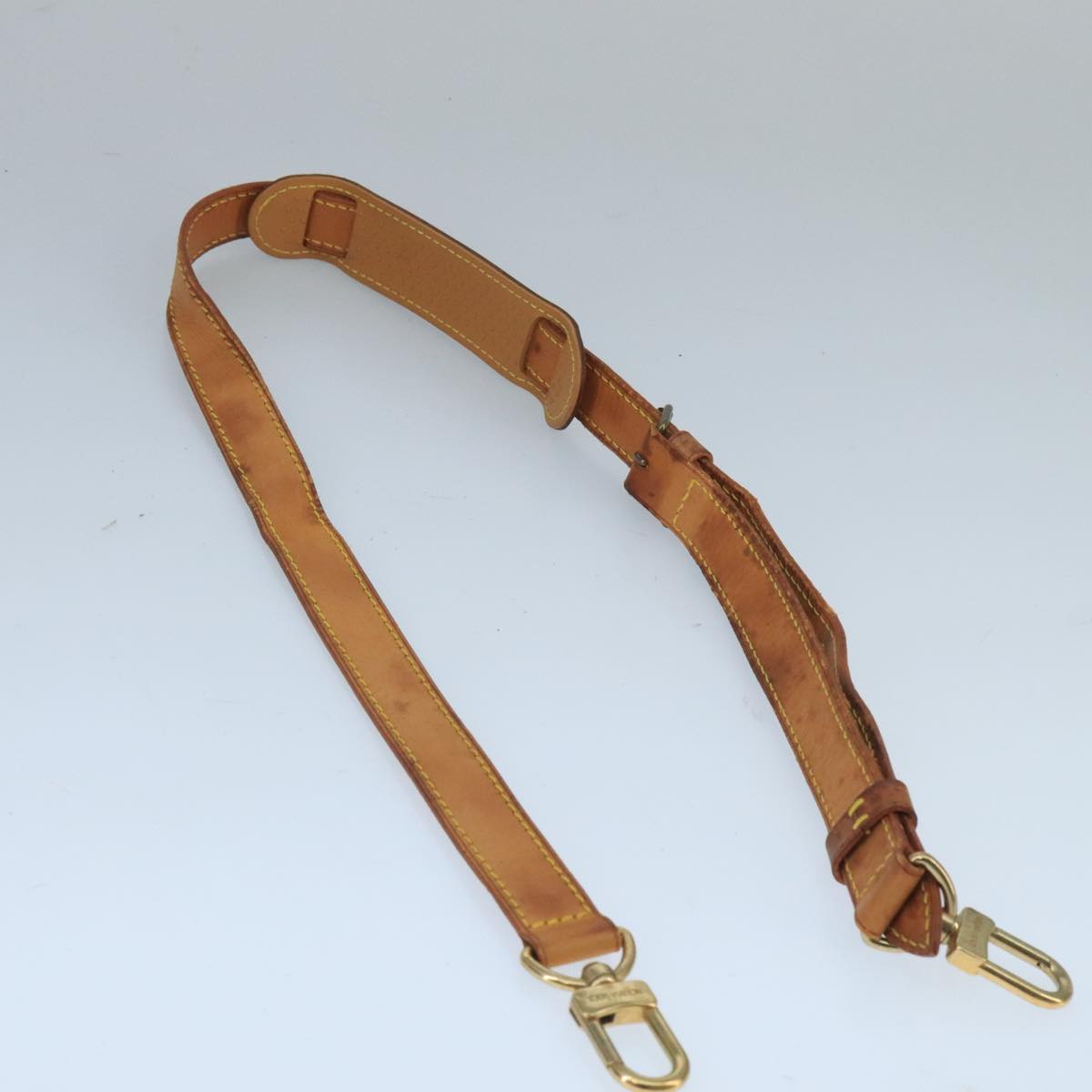 LOUIS VUITTON Adjustable Shoulder Strap Leather 35""-42.5"" Beige Auth bs20035