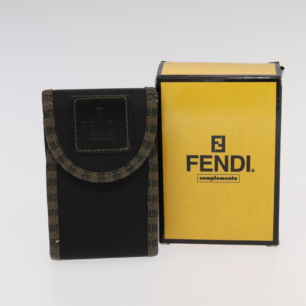 FENDI Pecan Canvas Pouch 3Set Black Brown Auth bs20037