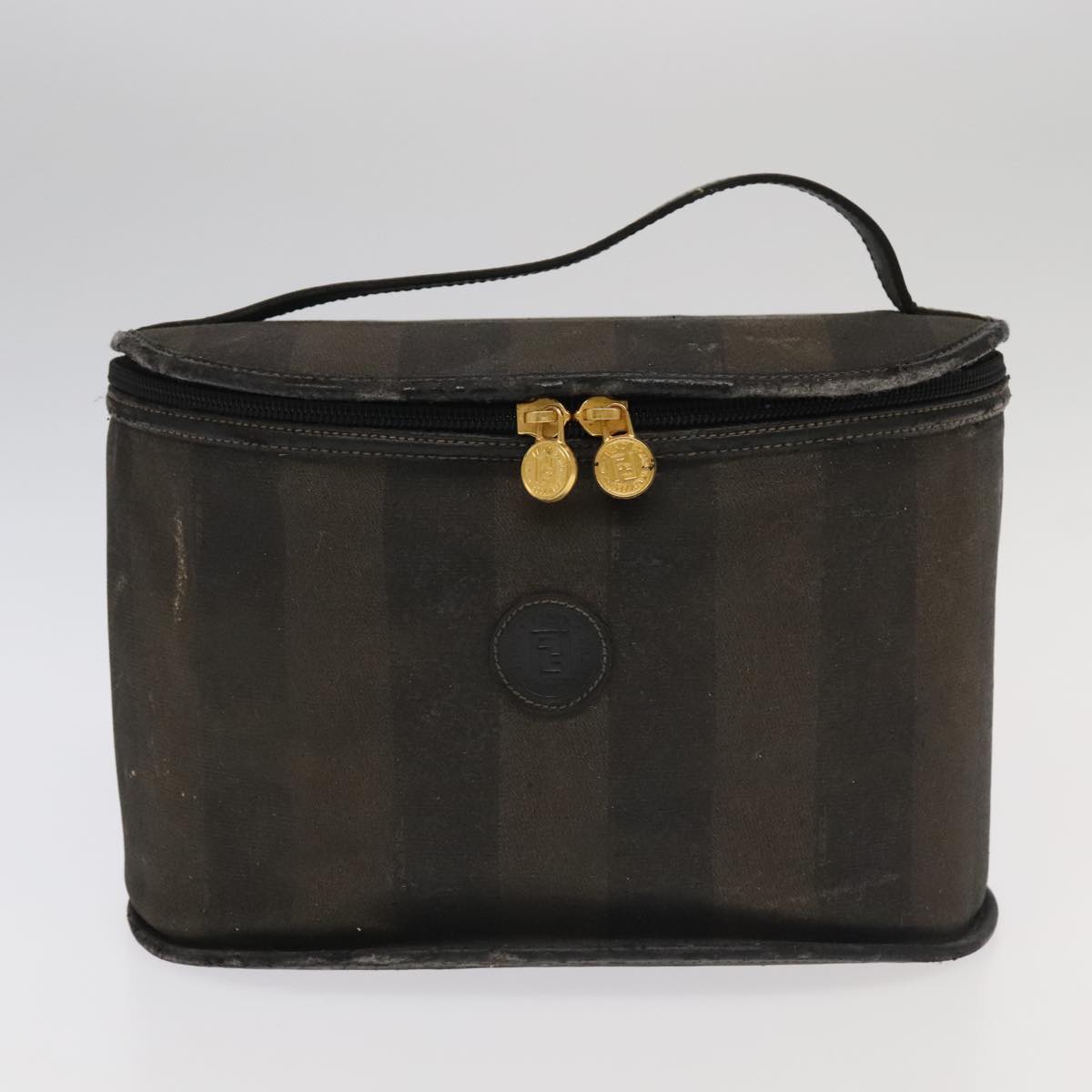 FENDI Pecan Canvas Vanity Cosmetic Pouch 3Set Black Brown Auth bs20038