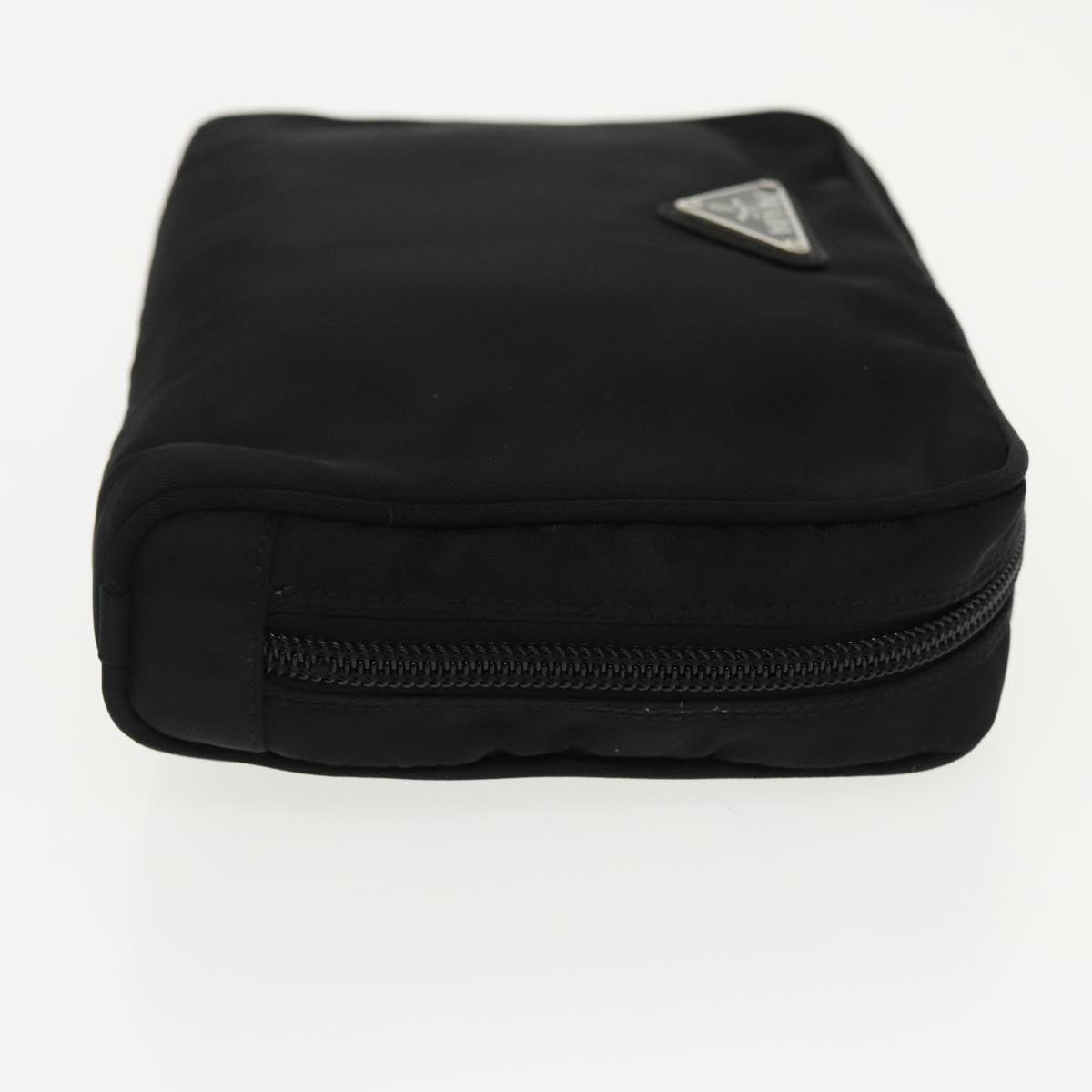 PRADA Pouch Nylon Black Silver Auth bs20040