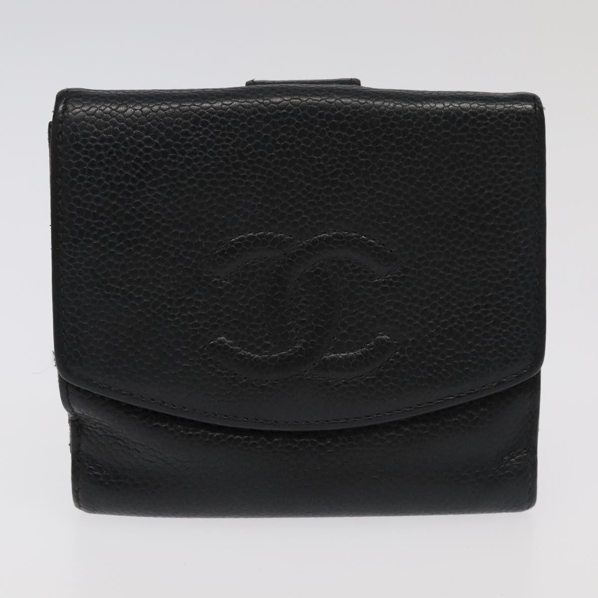 CHANEL Wallet Caviar Skin 5Set Black Green CC Auth bs20044