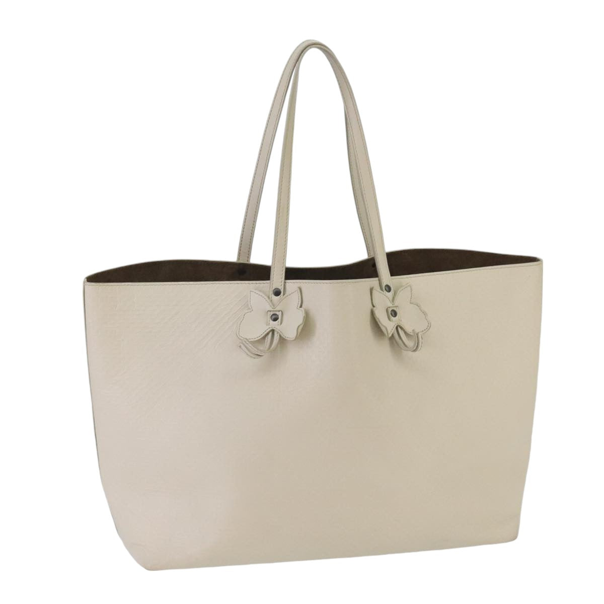 BOTTEGA VENETA Micro Butterfly Tote Bag Leather White Auth bs20055