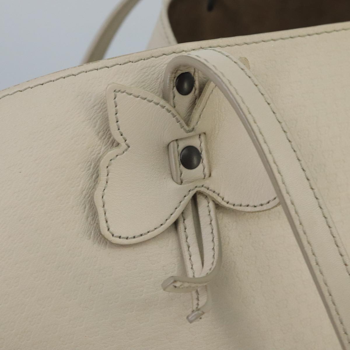 BOTTEGA VENETA Micro Butterfly Tote Bag Leather White Auth bs20055