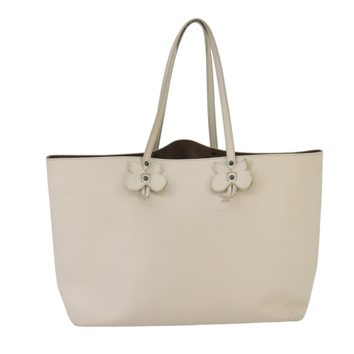 BOTTEGA VENETA Micro Butterfly Tote Bag Leather White Auth bs20055