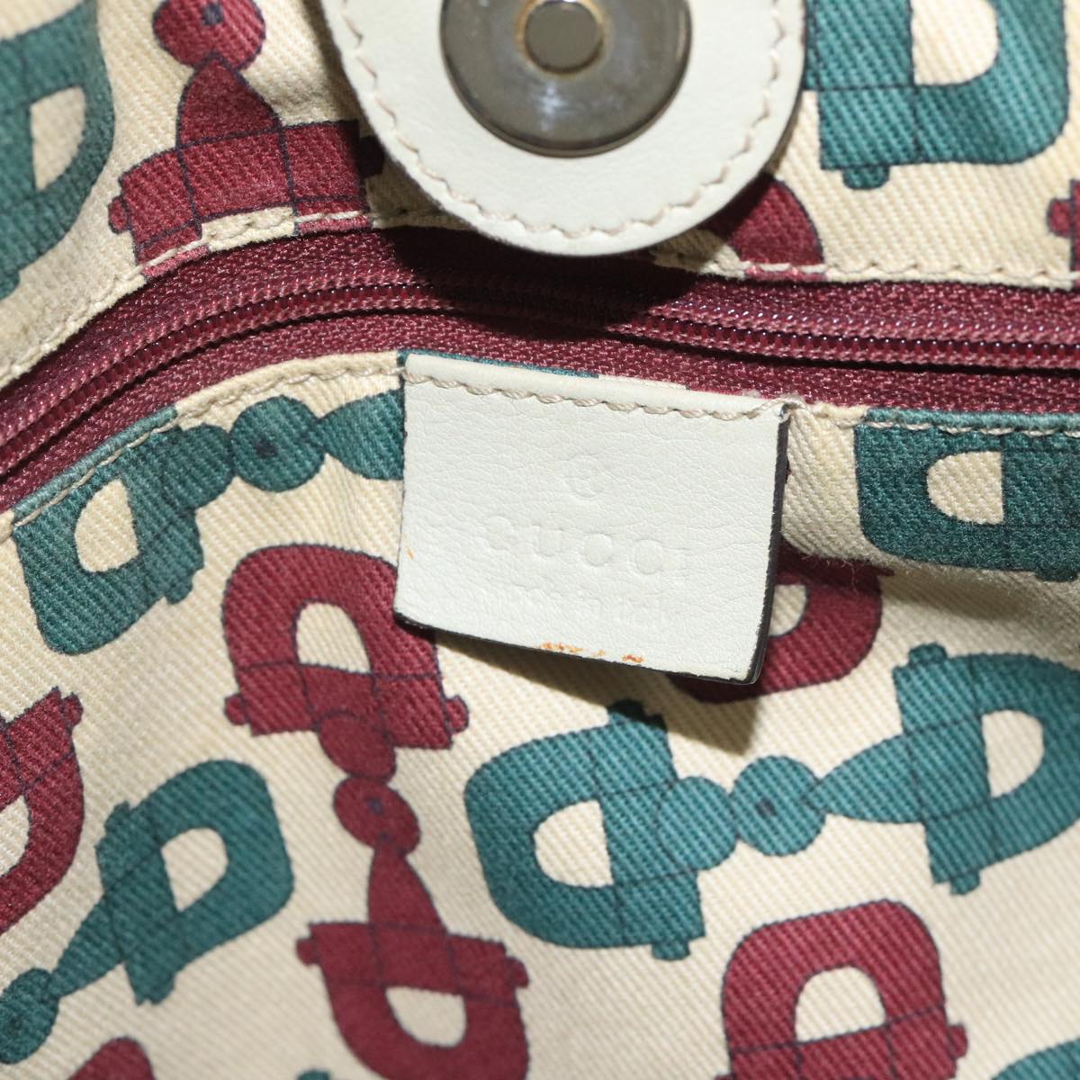 GUCCI GG Canvas Guccissima Sukey Hand Bag White Gold 211944 Auth bs20059