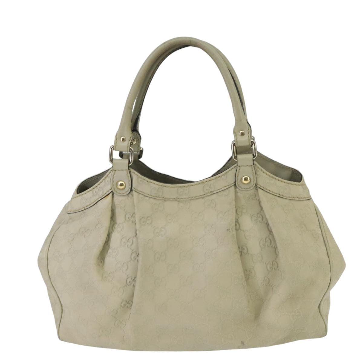 GUCCI GG Canvas Guccissima Sukey Hand Bag White Gold 211944 Auth bs20059 - 0