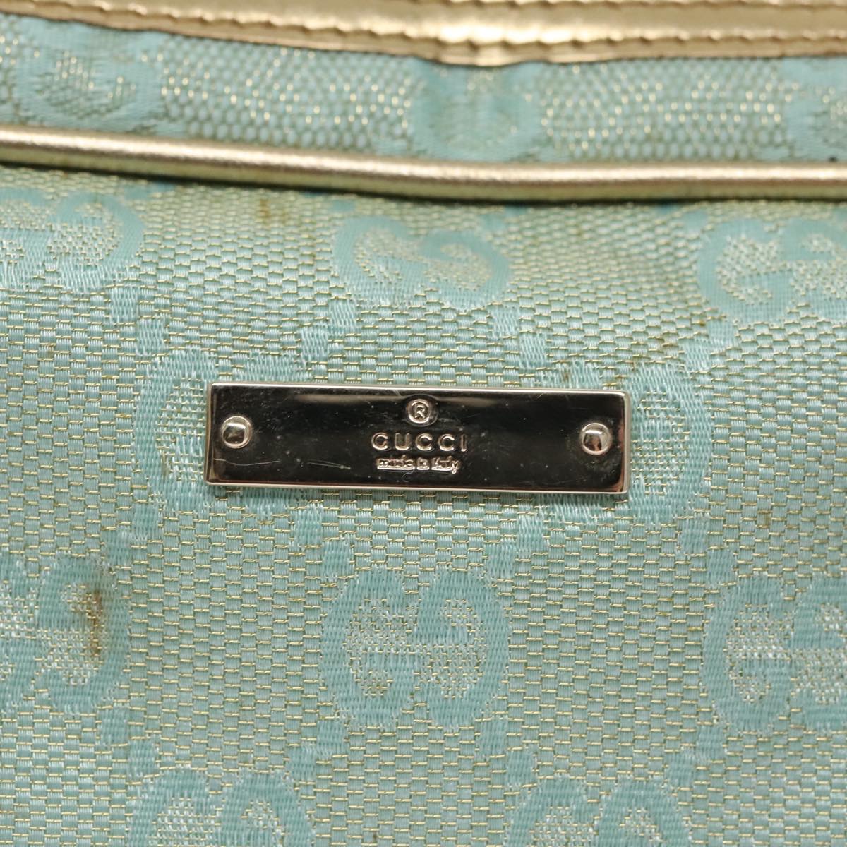 GUCCI GG Canvas Hand Bag Outlet Peppermint Gold 000 0852 2123 Auth bs20063