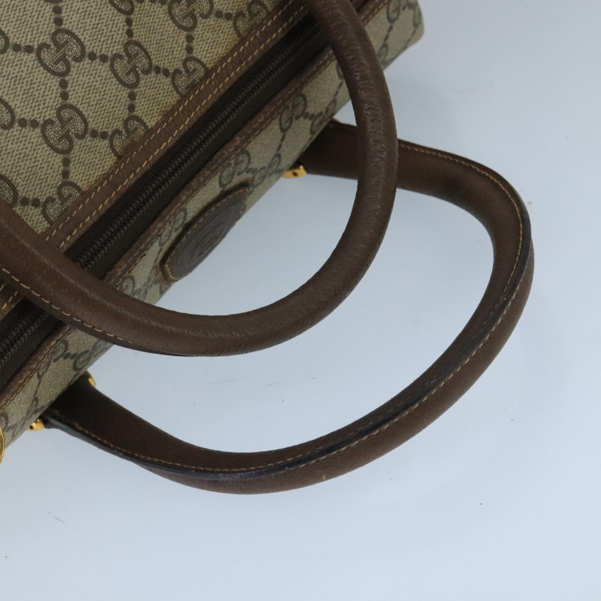 GUCCI GG Supreme Boston Bag PVC Leather Beige Gold 000 40 0207 Auth bs20064