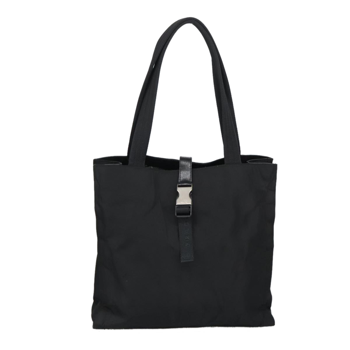 PRADA Tote Bag Nylon Black Silver Auth bs20071