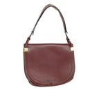 Christian Dior Shoulder Bag Leather Bordeaux Gold Auth bs20076-1