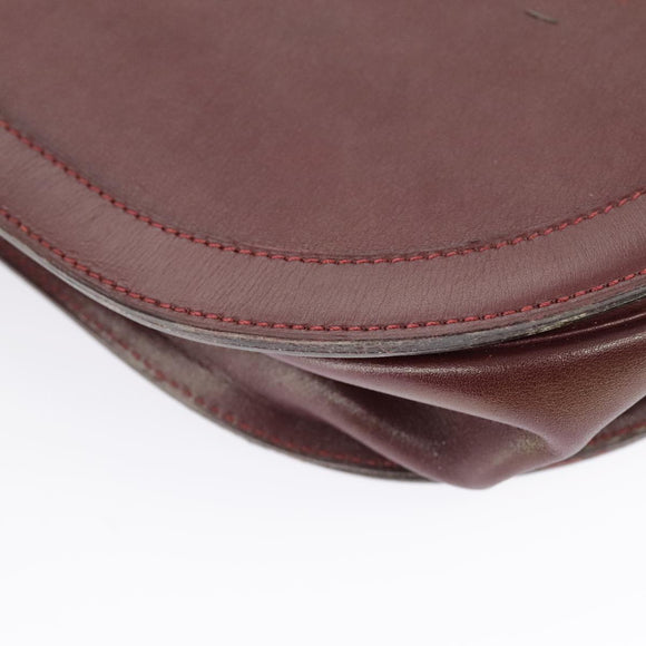 Christian Dior Shoulder Bag Leather Bordeaux Gold Auth bs20076