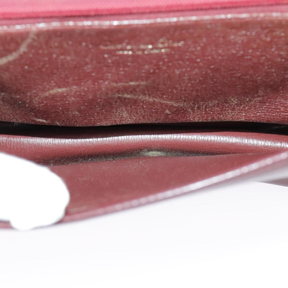 Christian Dior Shoulder Bag Leather Bordeaux Gold Auth bs20076