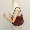 Christian Dior Shoulder Bag Leather Bordeaux Gold Auth bs20076-18