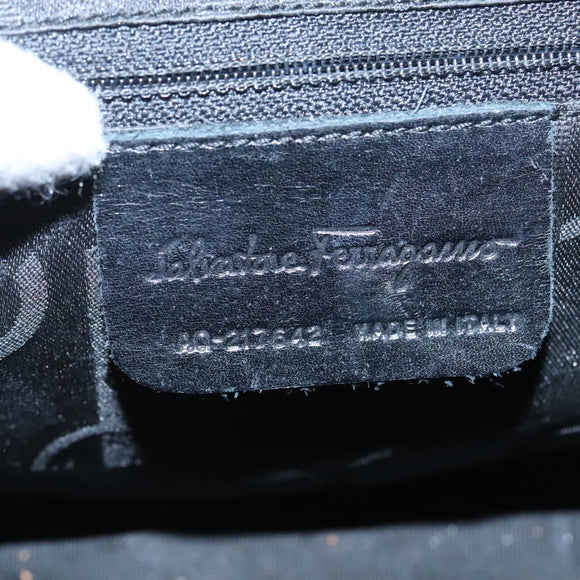 Salvatore Ferragamo Hand Bag Suede 2way Black Silver Auth bs20078