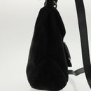 Salvatore Ferragamo Hand Bag Suede 2way Black Silver Auth bs20078-4