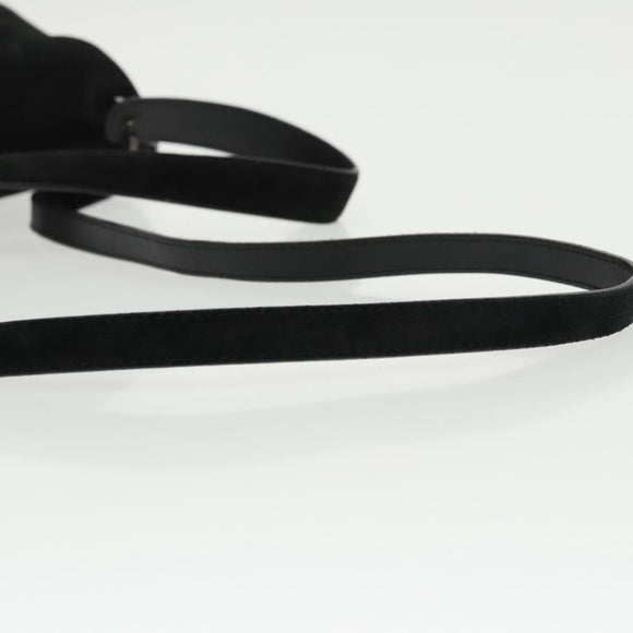 Salvatore Ferragamo Hand Bag Suede 2way Black Silver Auth bs20078