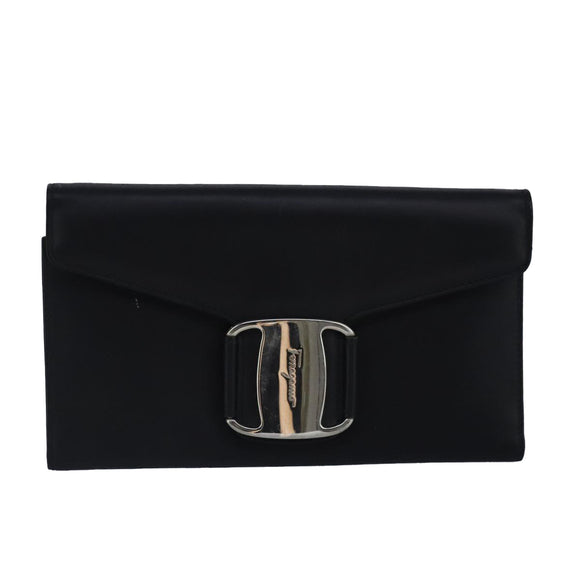 Salvatore Ferragamo Wallet Leather Black Auth bs20080