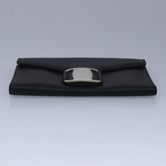Salvatore Ferragamo Wallet Leather Black Auth bs20080