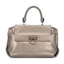 Salvatore Ferragamo Gancini Hand Bag Leather 2way Silver Auth bs20081-13