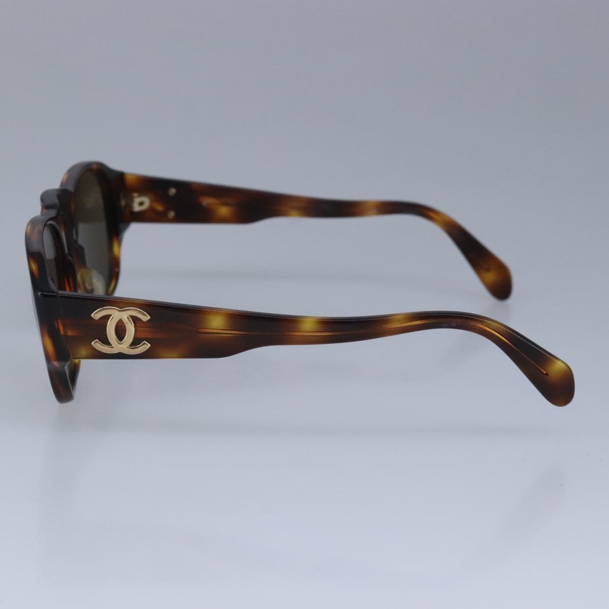 CHANEL Sunglasses plastic Brown CC Auth bs20084