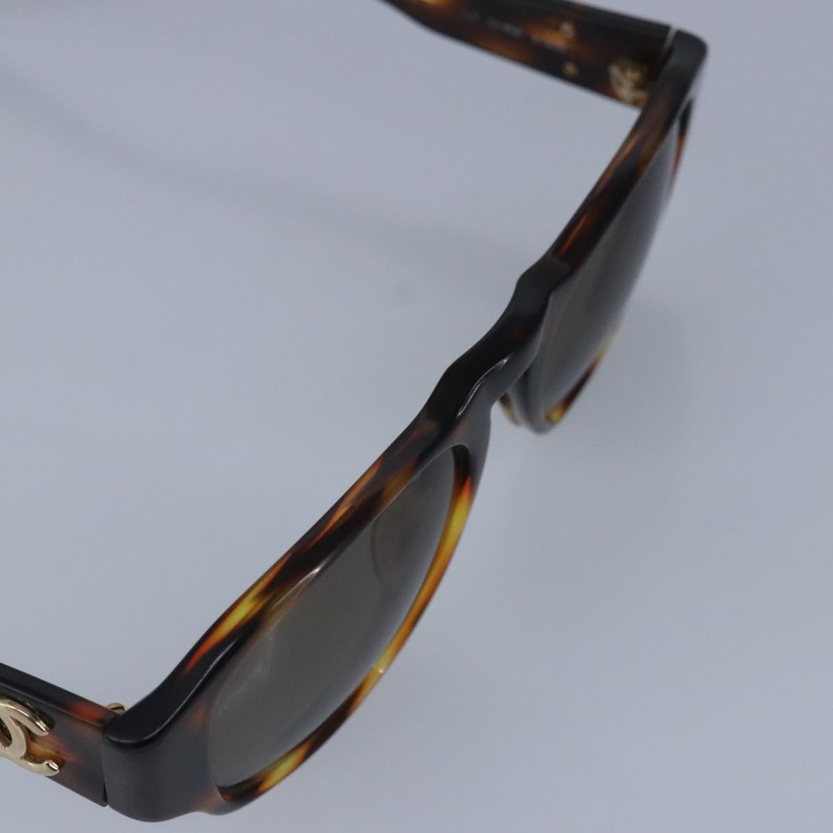 CHANEL Sunglasses plastic Brown CC Auth bs20084