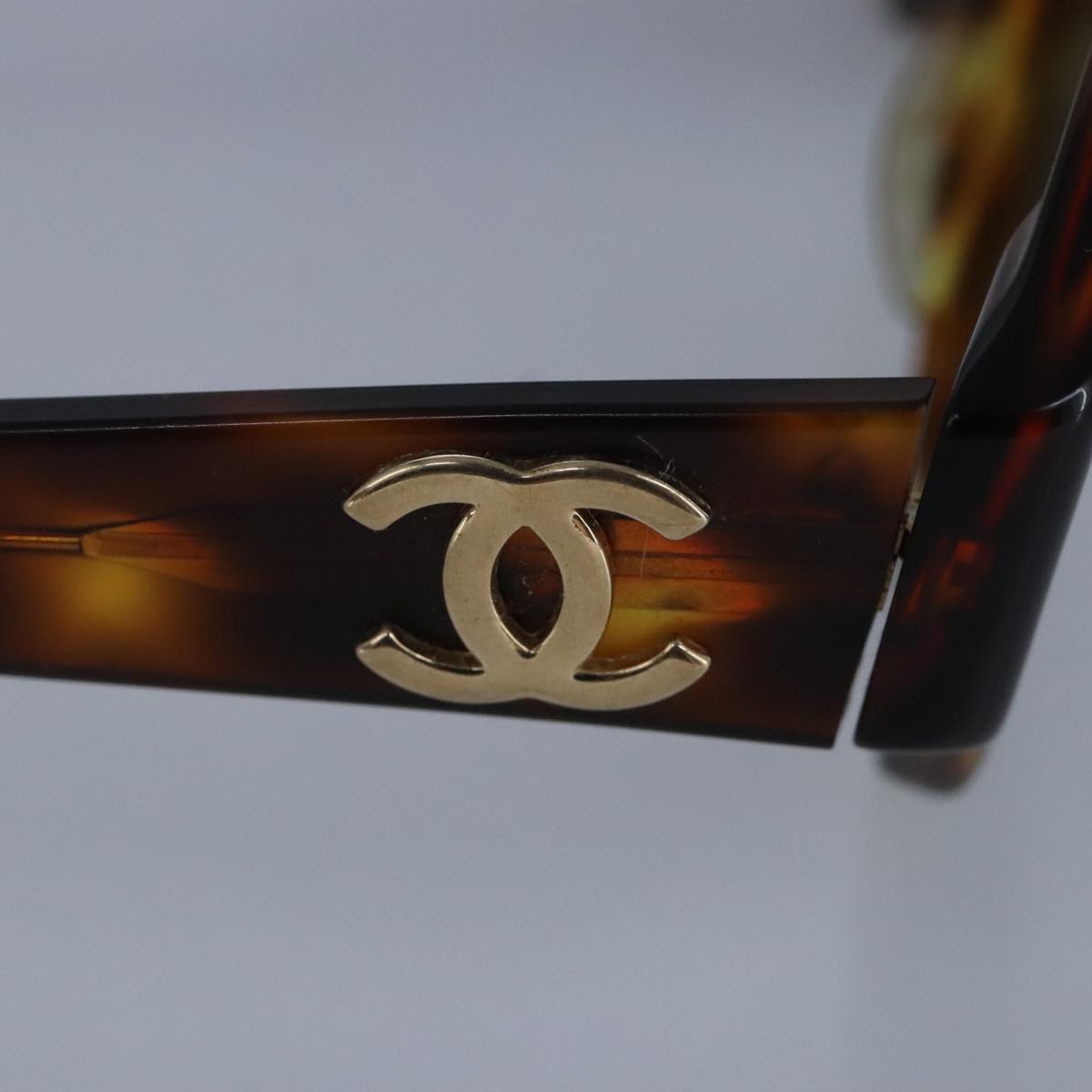 CHANEL Sunglasses plastic Brown CC Auth bs20084