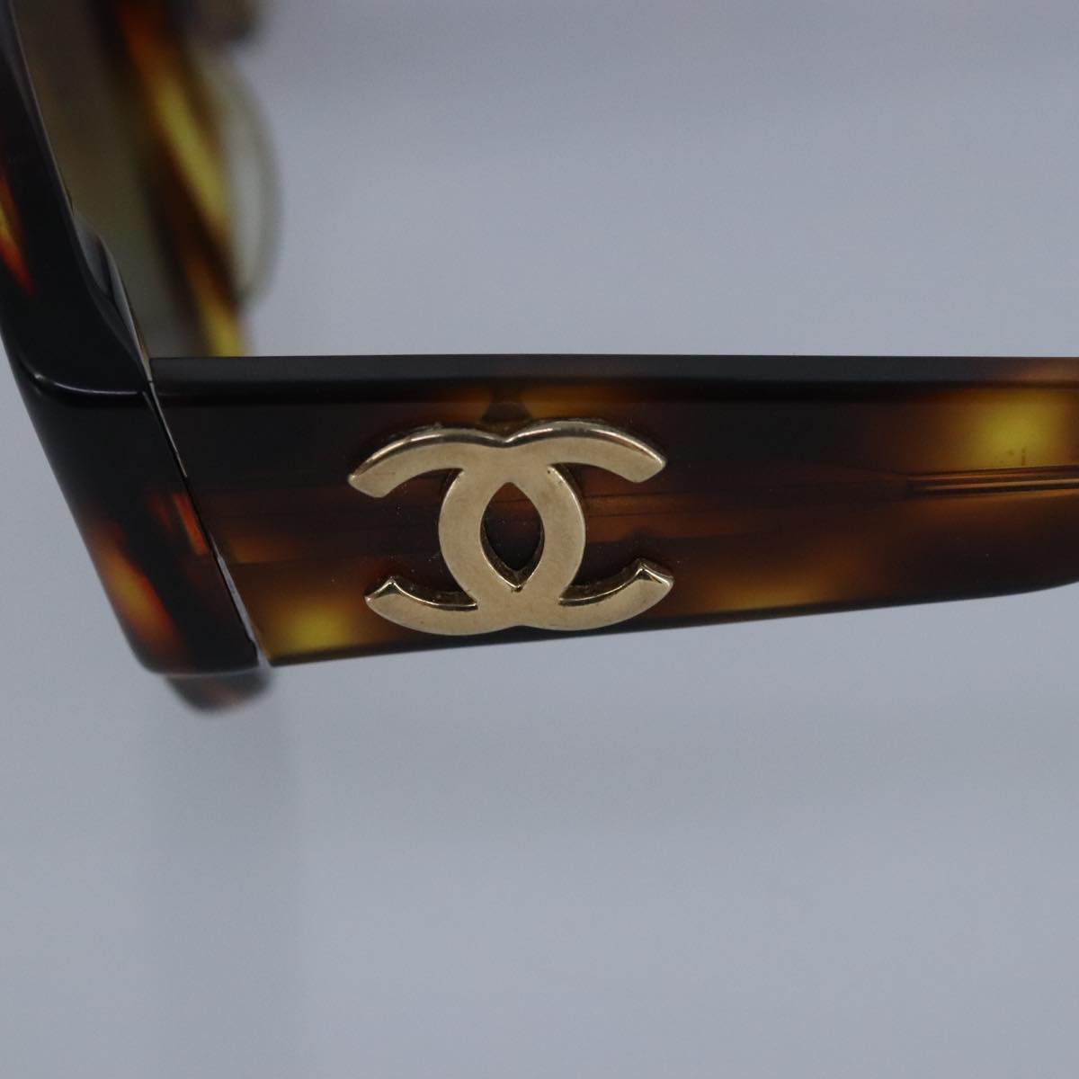 CHANEL Sunglasses plastic Brown CC Auth bs20084