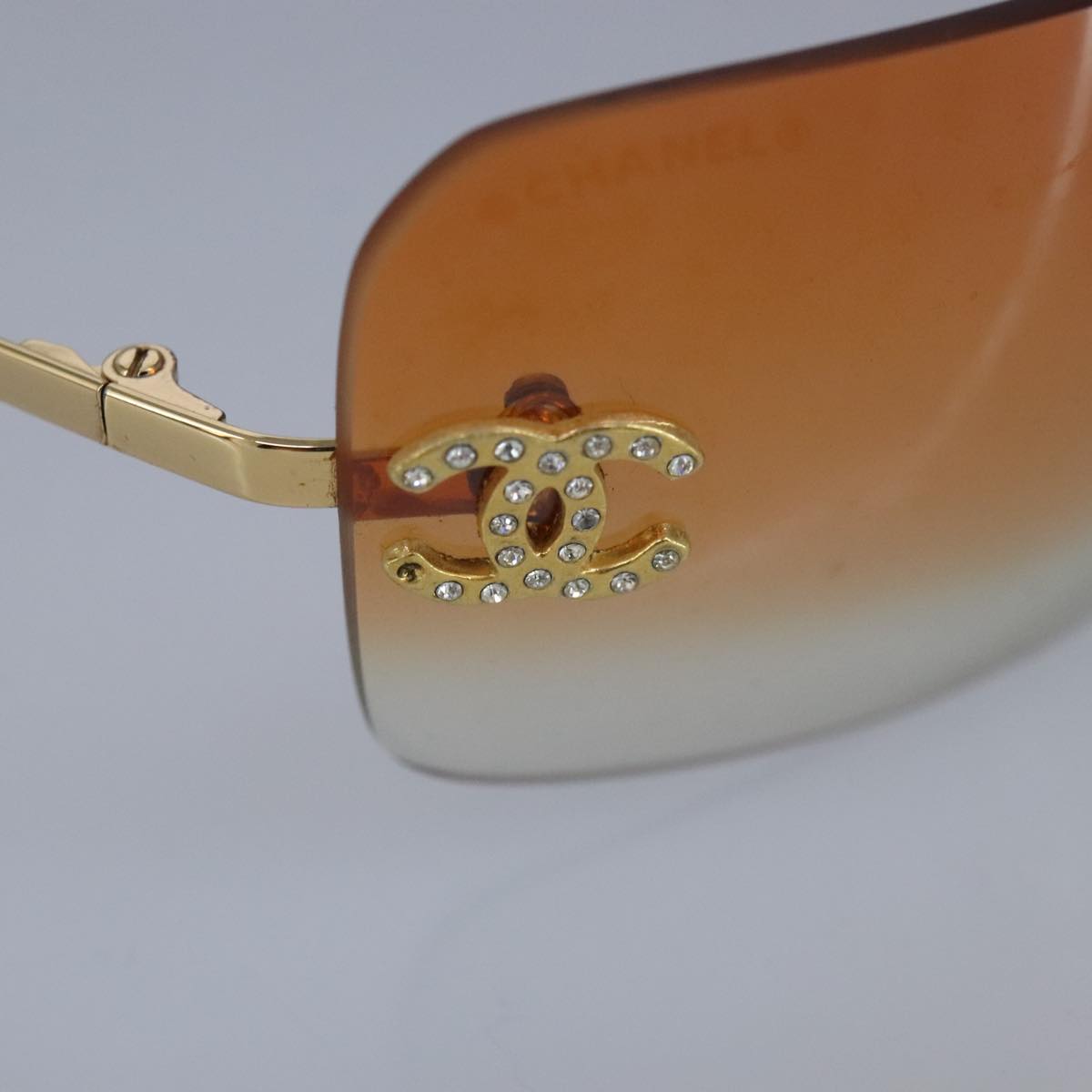 CHANEL Sunglasses metal Orange CC Auth bs20085